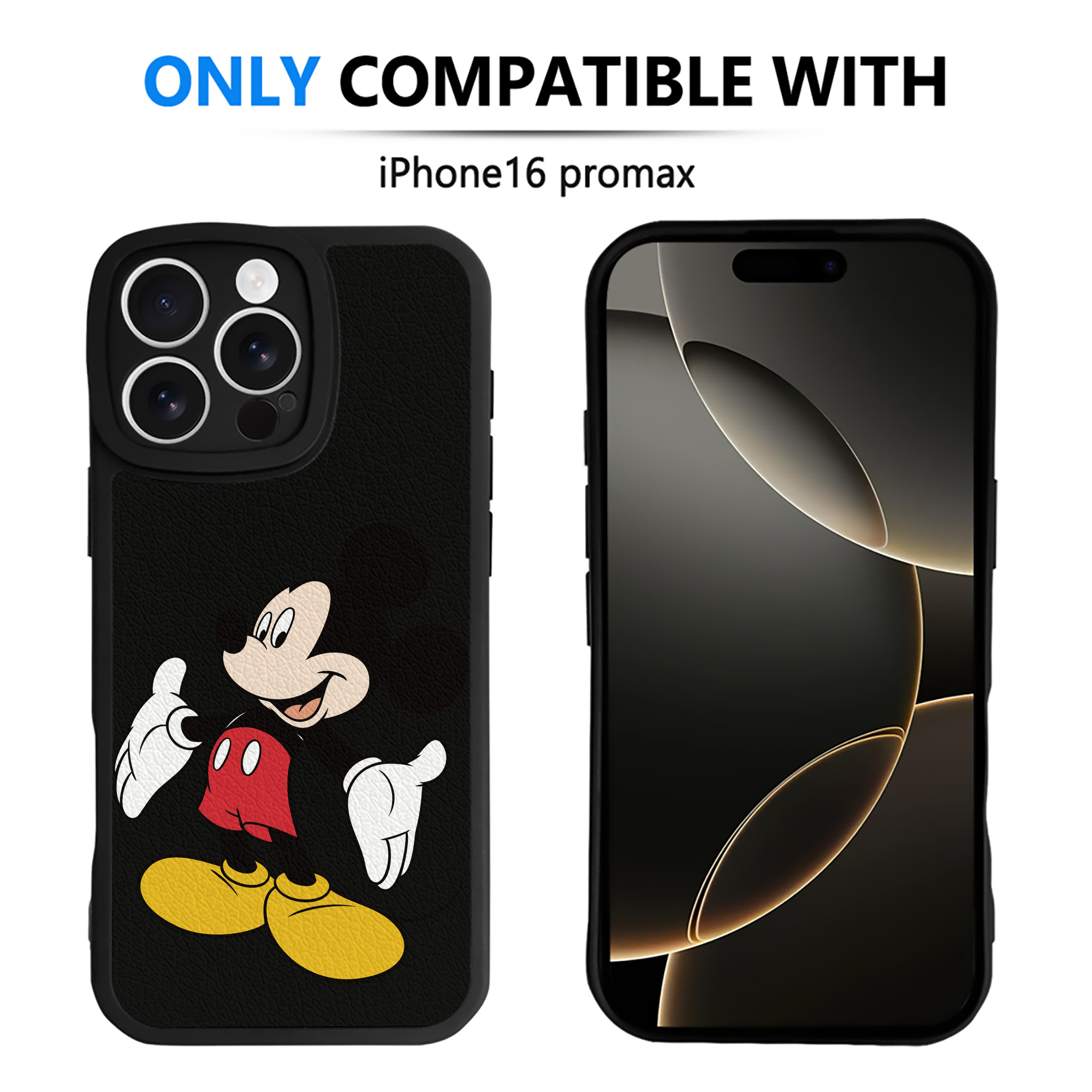 （画像用） ミッキーマウス Mickey Mouse 【iPhone 16シリーズ対応】シリコンスマホケース（レザー調） 材質：シリコン